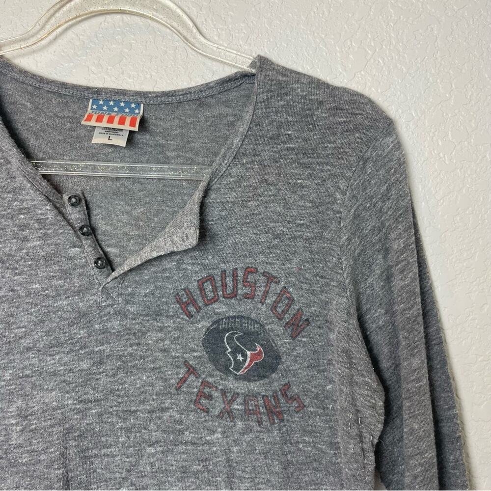 JUNK FOOD Vintage Feel Houston Texans Gray Henley Shirt Size L - Picture 2 of 7